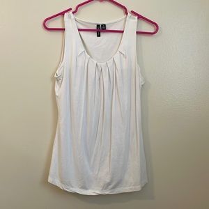 White pleated neck tank top
